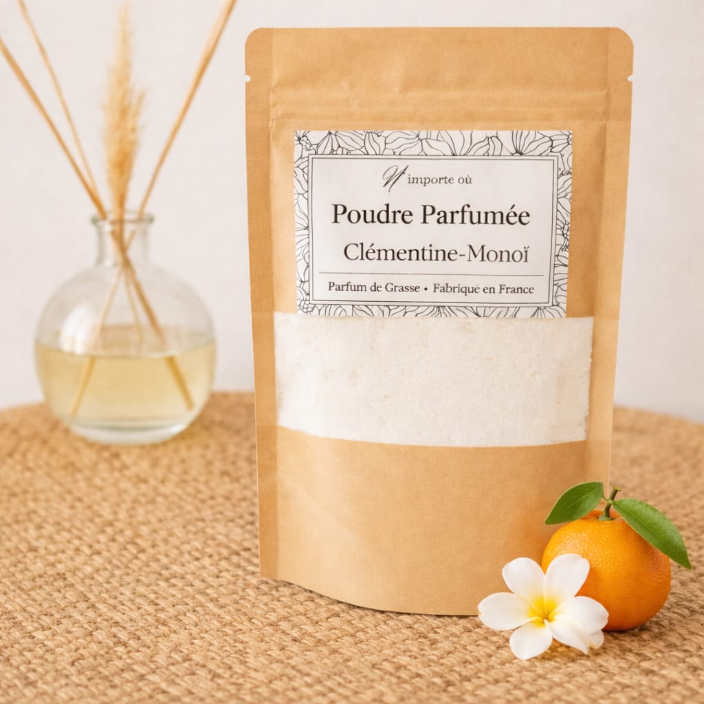poudre parfumee clémentine-monoi pour aspirateur parfum maison