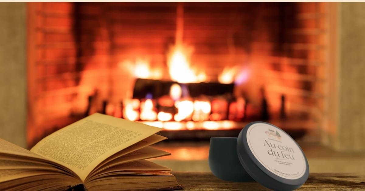 cheminée en appartement - bougie parfumée artisanale au coin du feu pour bien-être chez soi