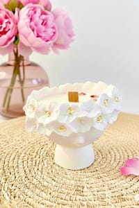 bougie Maïa parfum pivoine mèche bois bougie artisanale sculpture florale