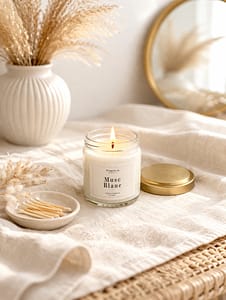 bougie parfumée musc blanc 110g ambiance bohème chic linge propre