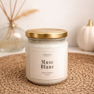 bougie parfumée musc blanc 110g ambiance bohème chic linge propre