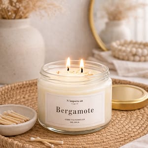 Bougie parfumée bergamote collection bohème verre couvercle doré ambiance minimaliste chic