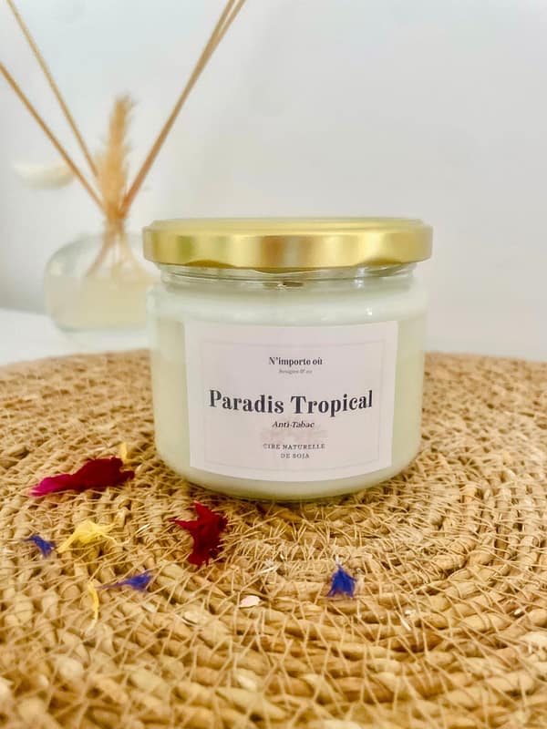 bougie parfumée grand format tropical anti-tabac