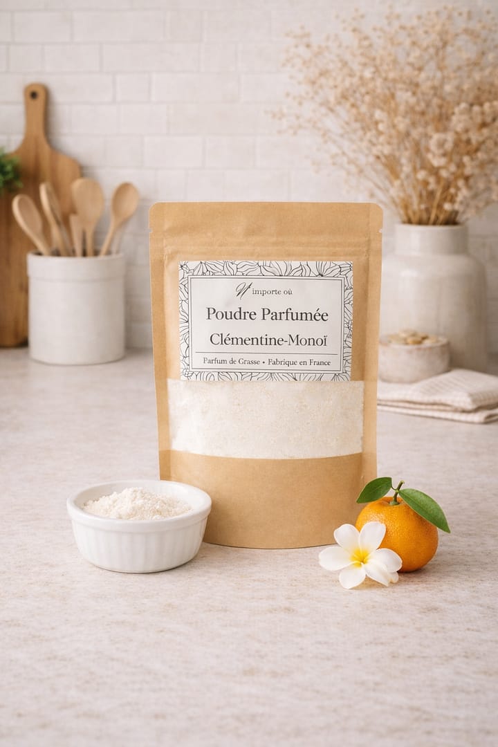 poudre parfumee clémentine-monoi pour aspirateur parfum maison