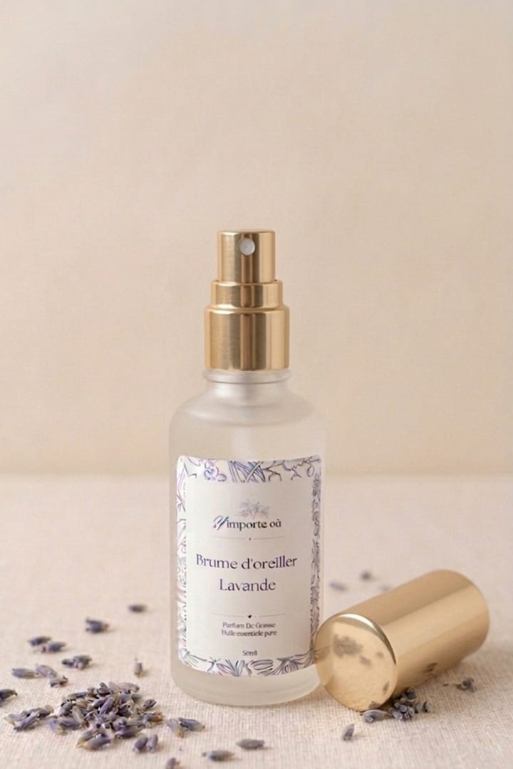 Flacon brume d'oreiller lavande en verre ambré