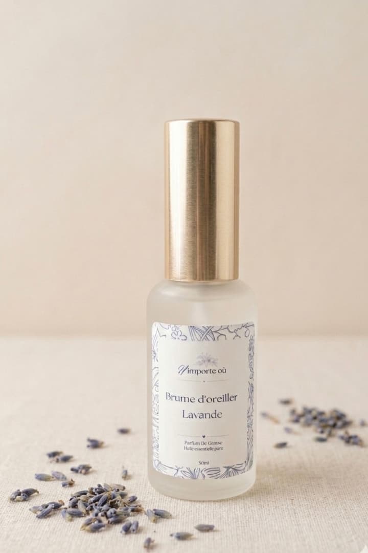 Flacon brume d'oreiller lavande en verre ambré