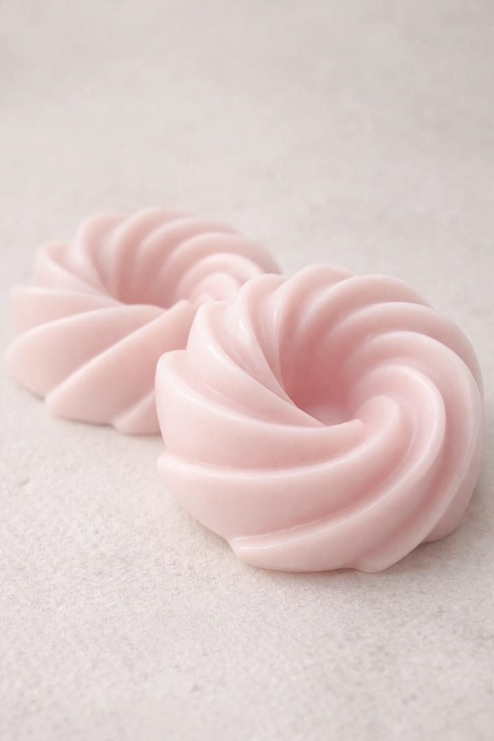 Fondant de cire végétale artisanale Barbe à Papa pour brûle-parfum, style épuré.