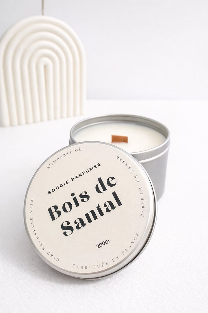 Bougie Pot métal Senteur bois de santal
