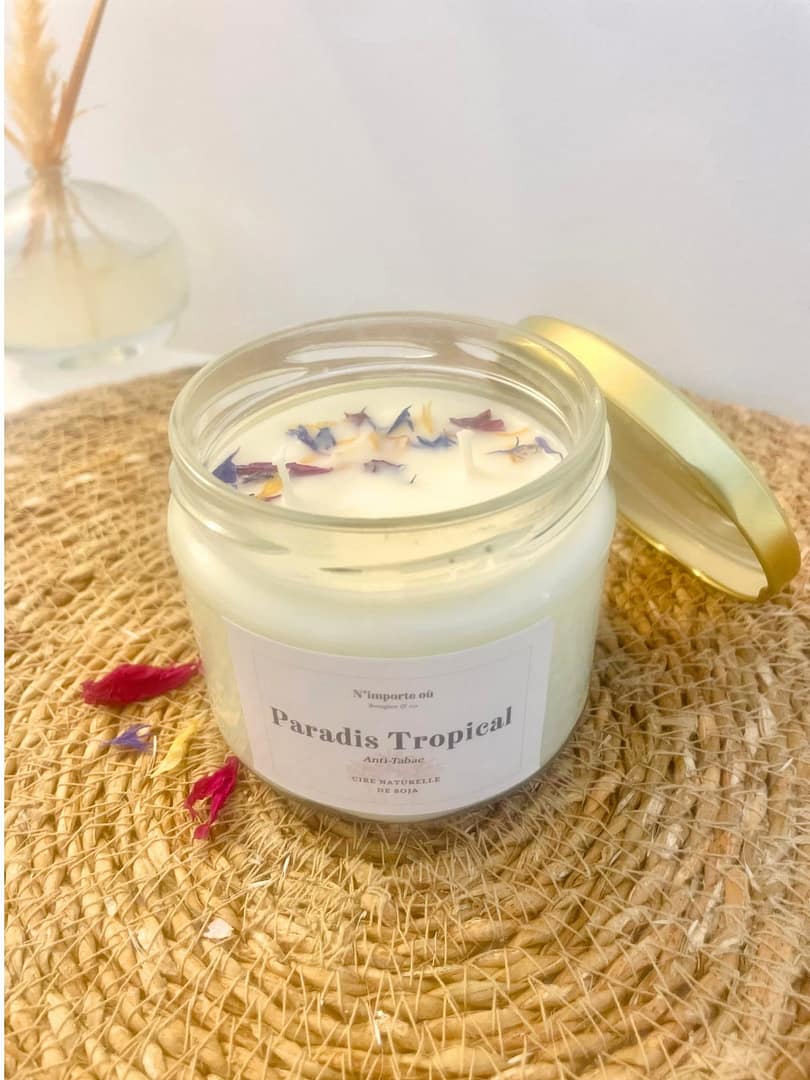 bougie parfumée grand format tropical anti-tabac